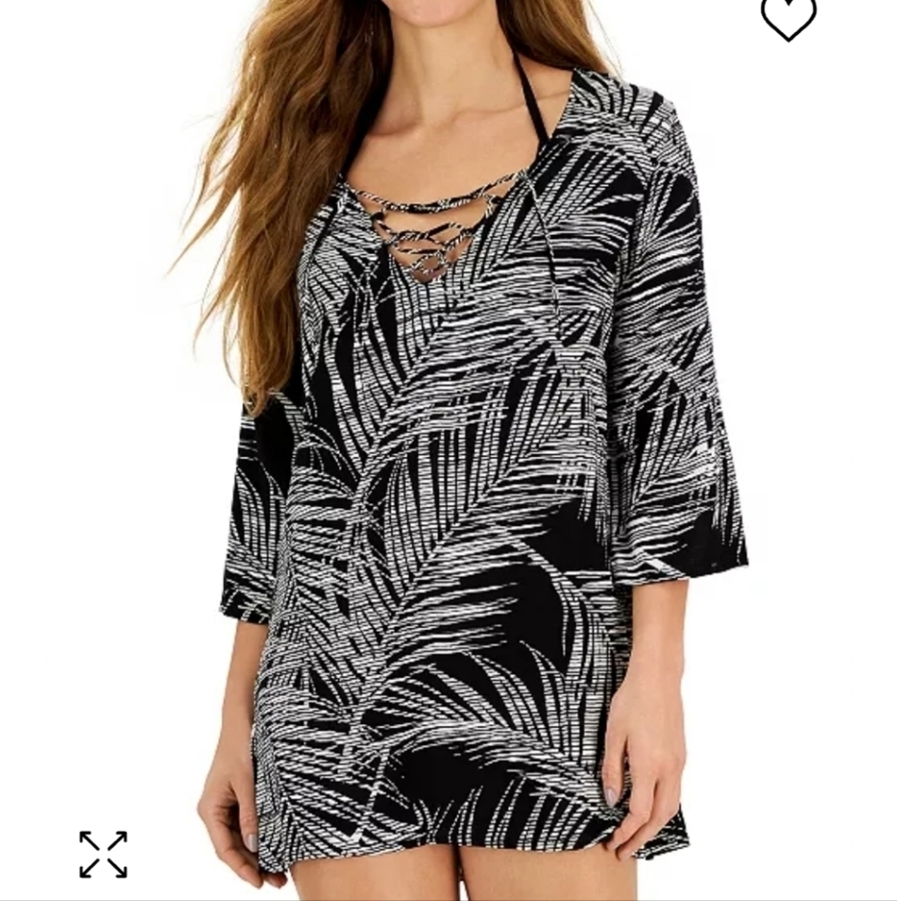 NWT‎ J Valdi lace up palm print coverup tunic